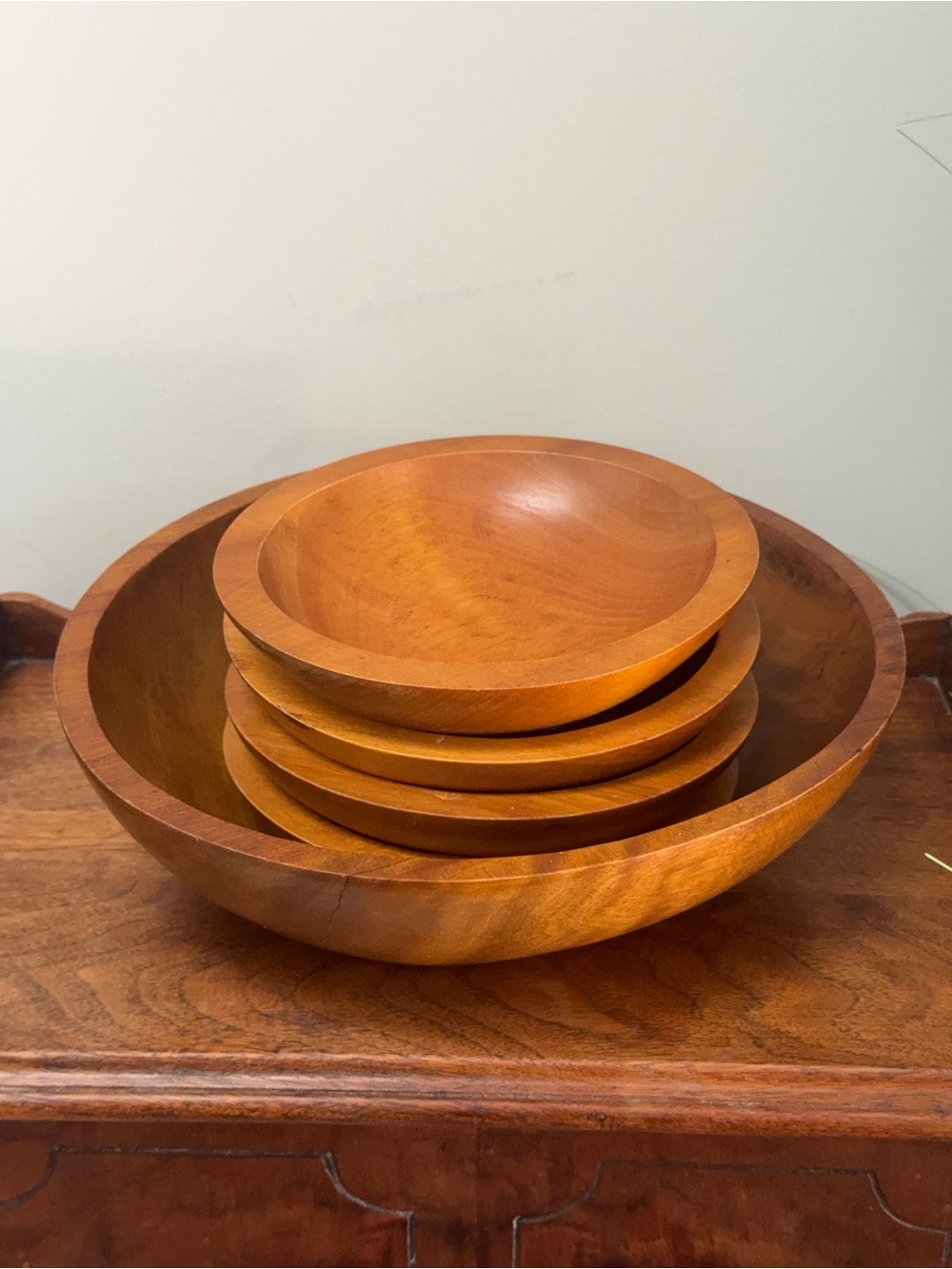 BARIBOCRAFT Canada Vintage Turned Wood Salad Bowl Set 5pc MCM